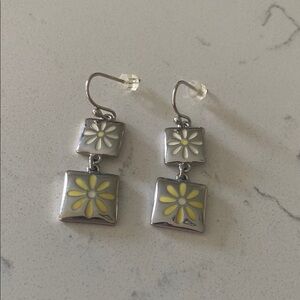 Silver and Yellow Floral Earrings